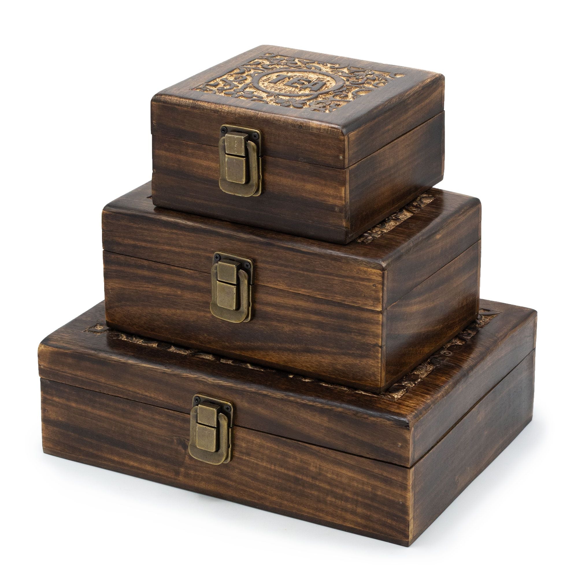 Mango Carved Tea Box - ( 12 compartments)