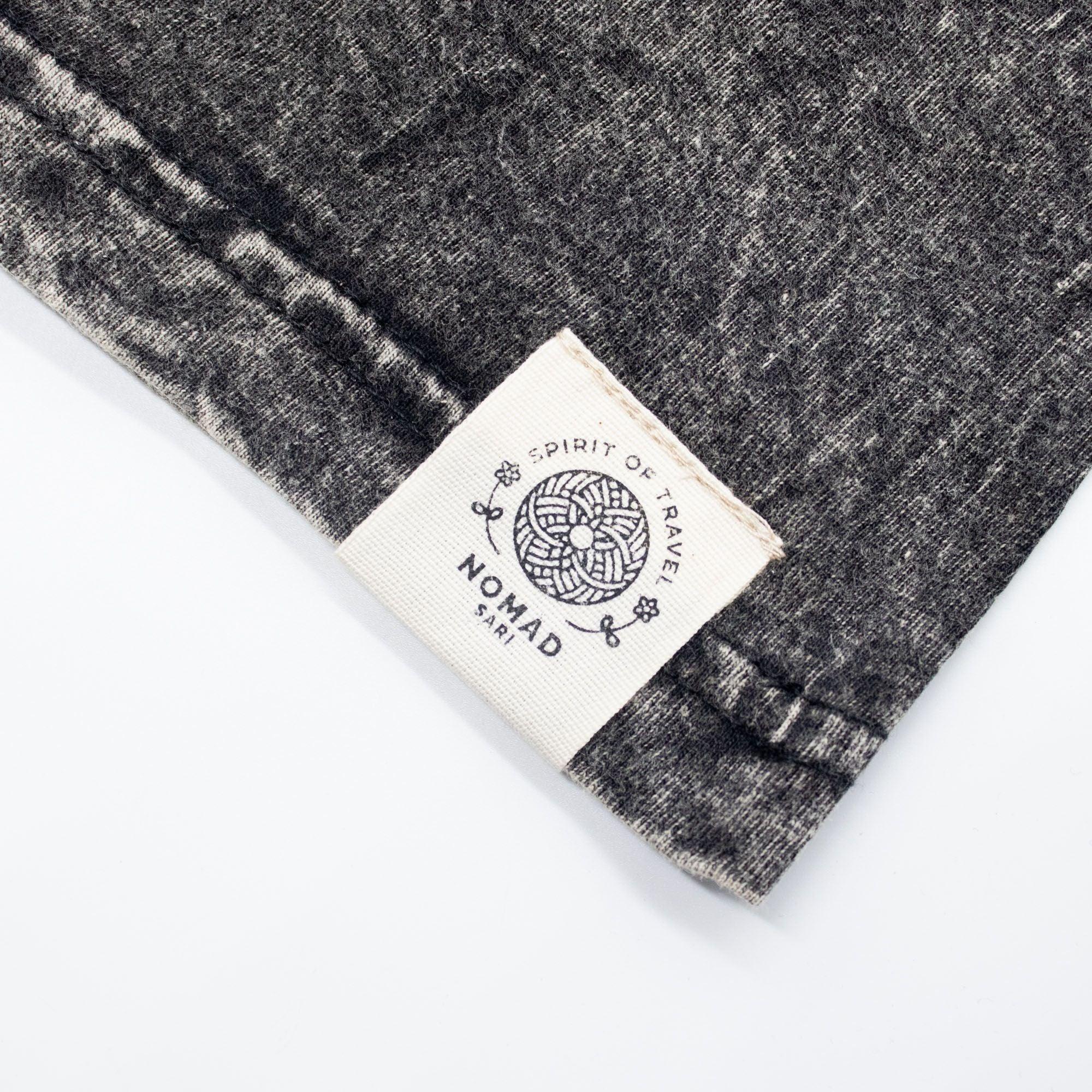 Nomad Sari Stonewashed Cotton T-Shirt - Compass of Life - Charcoal - XL