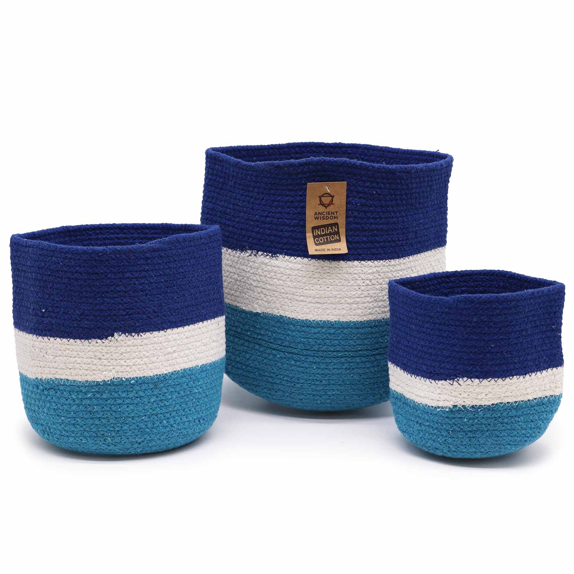 Set of 3 Eye Jute Rope Baskets