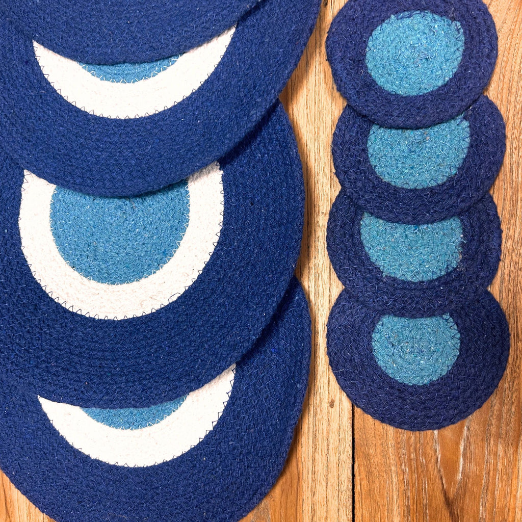 Set of Eye Jute Rope Coasters & Mats (4 of each)