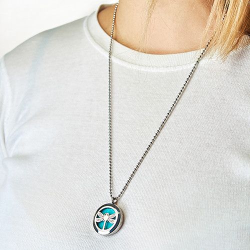 Aromatherapy Diffuser Necklace - Cat and Flowers 25mm