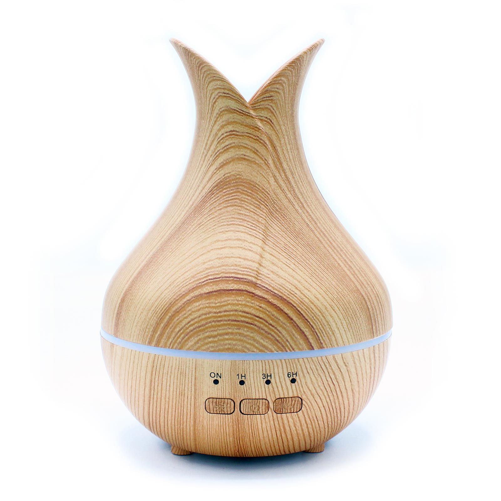 Wooden-textured diffuser with control panel on a white background