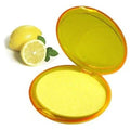 Lemon paper soap disc set in open amber case with lemon and leaves