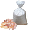 Pink Himalayan bath salts chunks with white sack package