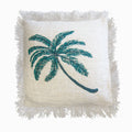 Linen Cushion Cover 45x45cm Palm Tree with Fringe - Bobobiy