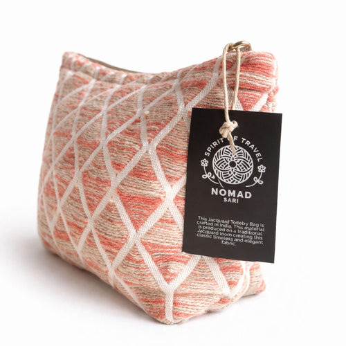 Nomad Sari Indian Jacquard Toiletry Bag - Rose Lattice