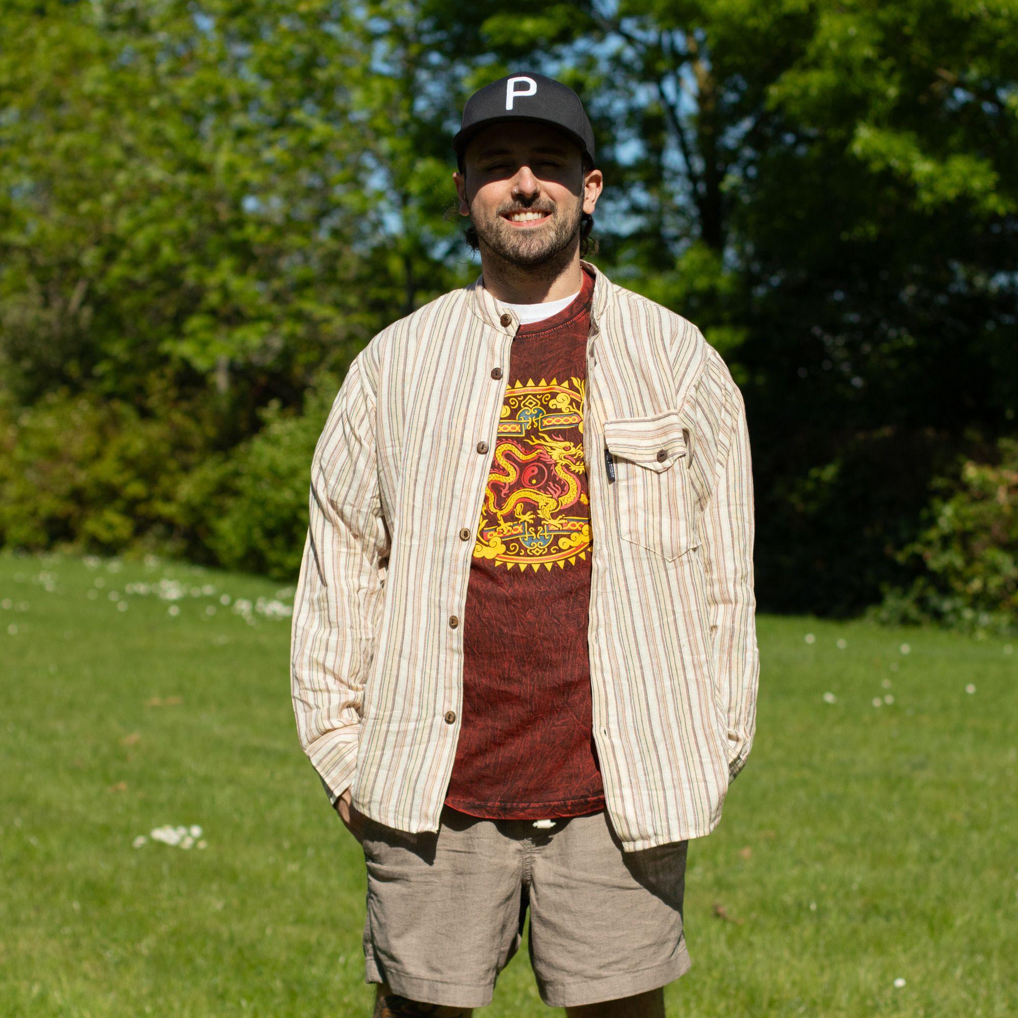Nomad Sari Stonewashed Cotton T-Shirt - Dragon Mandala - Maroon - Large