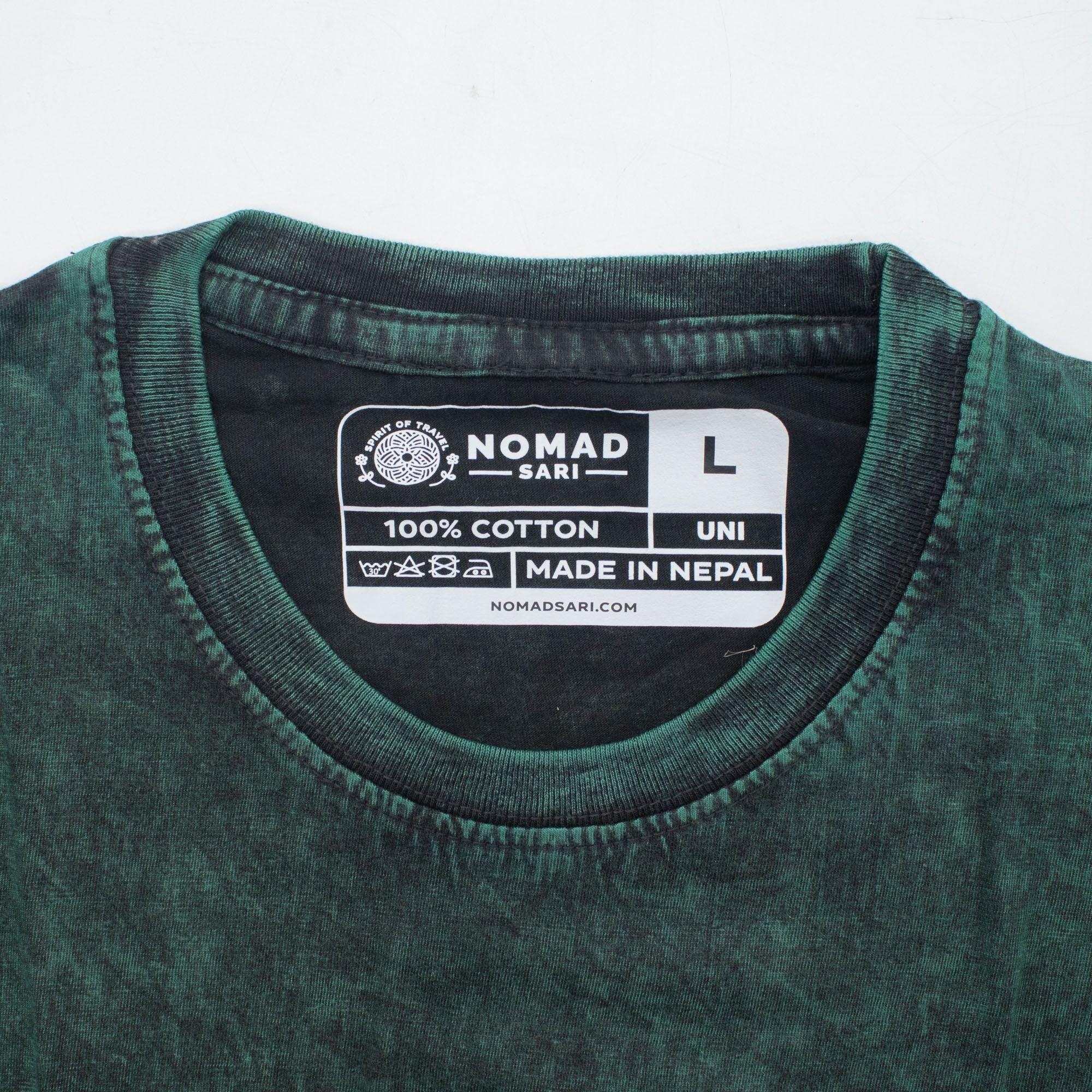 Nomad Sari Stonewashed Cotton T-Shirt - Tree of Life - Green - Large
