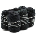 Black cotton mesh bag roll with white string bands