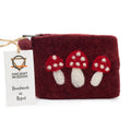 Natural Felt Zipper Pouch (asst) - Wild Mushrooms - Bobobiy