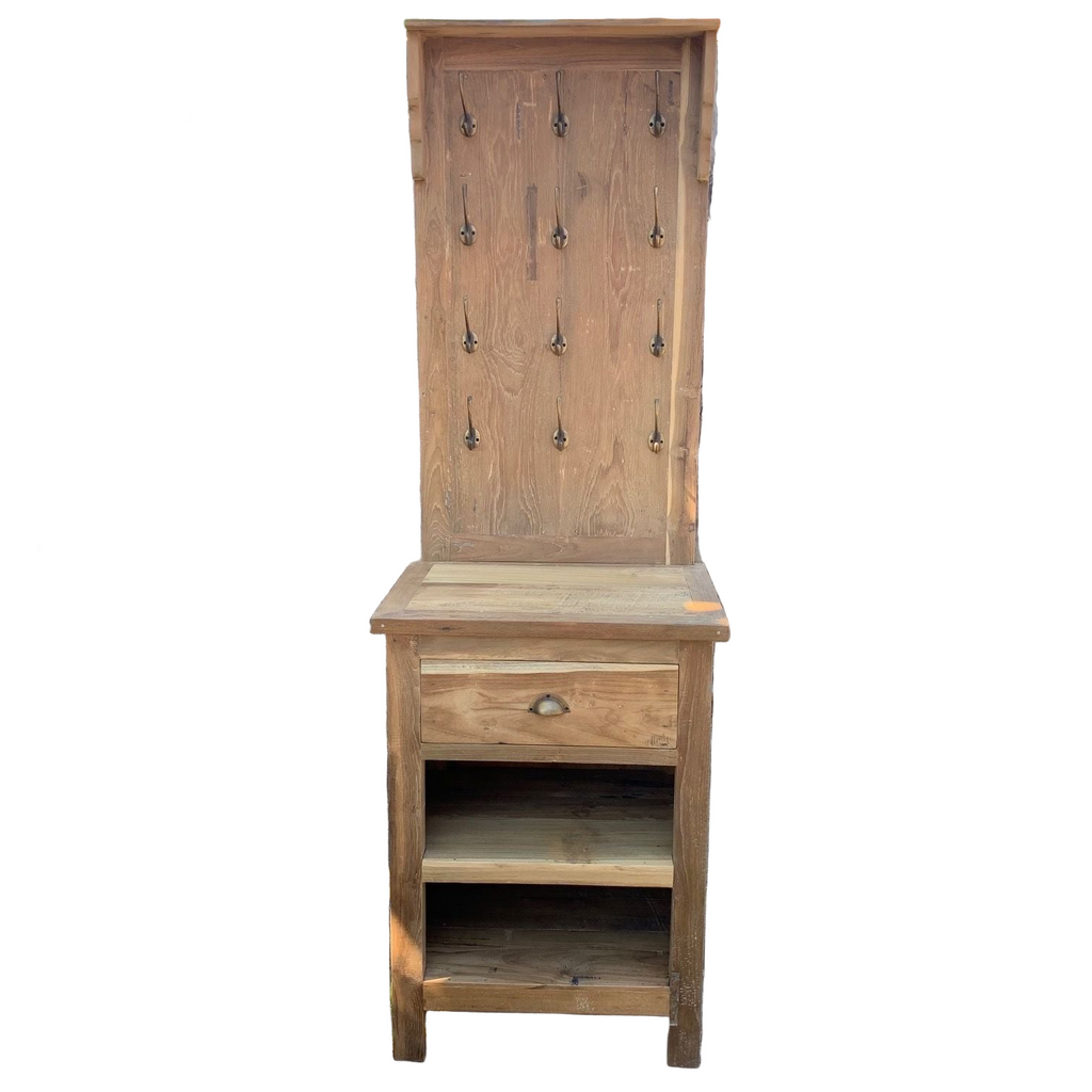 Display Stand with Hooks and Storage