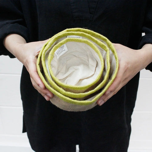 Set of 3 Natural Jute Baskets - Teal - Bobobiy