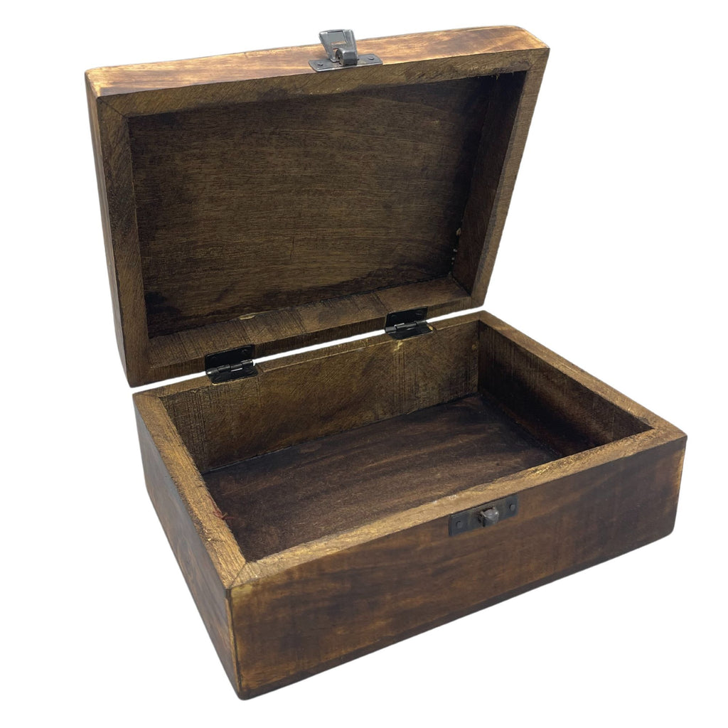 Large Ceramic Glazed Wood Box - 20x15x7.5cm - Red