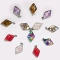 Steel Cased Pendant Diamonds - 12 Assorted Gemstone Chips & Shells - Bobobiy