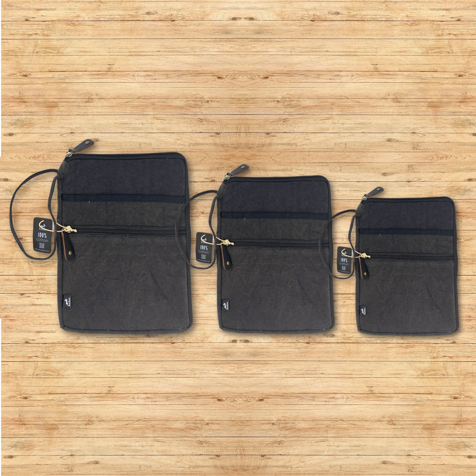 Stonewash  Large Laptop Pouch - Charcoal