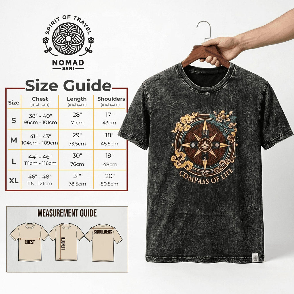 Nomad Sari Stonewashed Cotton T-Shirt - Dragon Mandala - Maroon - Small