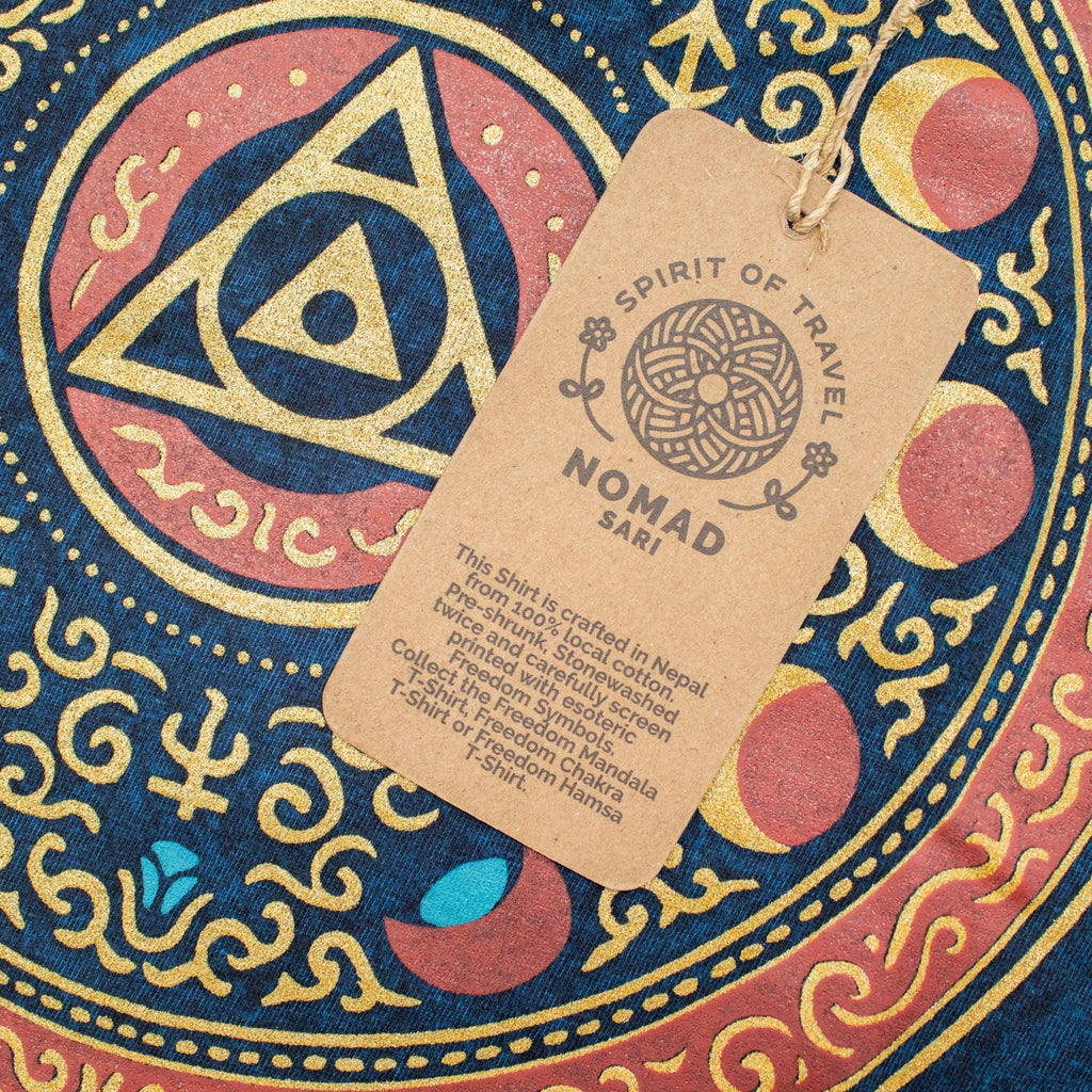 Nomad Sari Stonewashed Cotton T-Shirt - Stay Wild Moon Child - Blue - XL