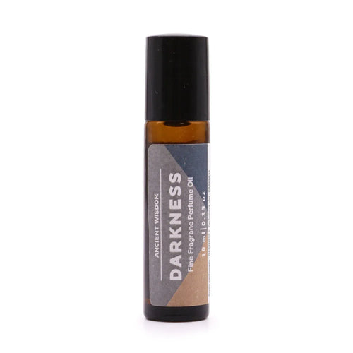 Darkness perfume oil in amber bottle with black cap, 10 ml