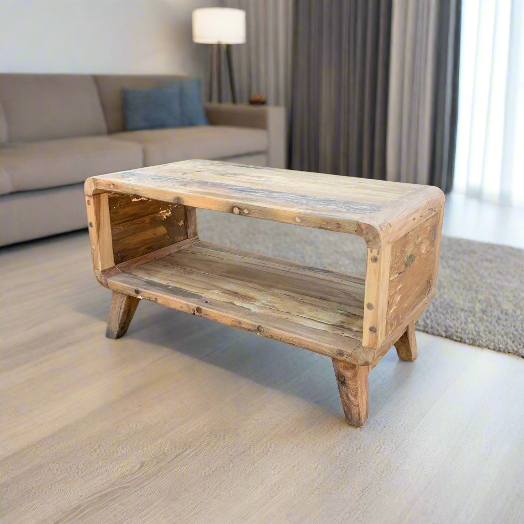 Small Rounded Coffee Table - Recycled Wood