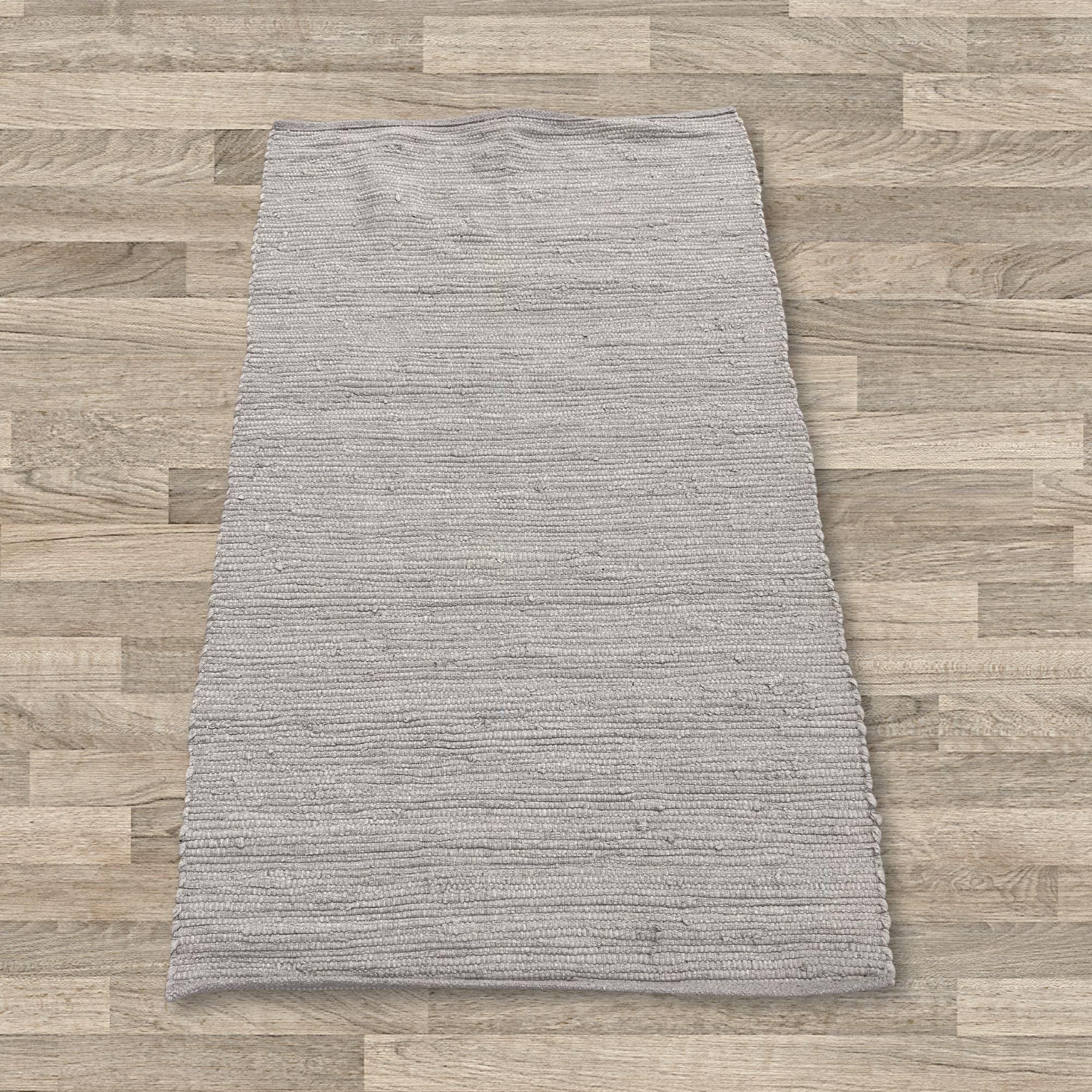 Small Indian Handloom Cotton Rug - Grey