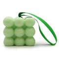 Spearmint & eucalyptus massage soap, green cube with looped ribbon handle