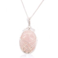 Swirl Wrapped Gemstone Necklace - Rose Quartz - Bobobiy