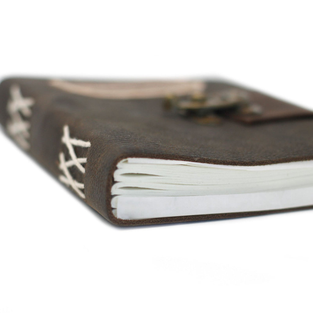 Leather Black Confessions with Lock Notebook (7x5")