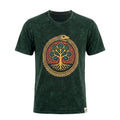 Nomad Sari Stonewashed Cotton T-Shirt - Tree of Life - Green - Small
