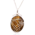 Swirl Wrapped Gemstone Necklace - Tiger Eye - Bobobiy