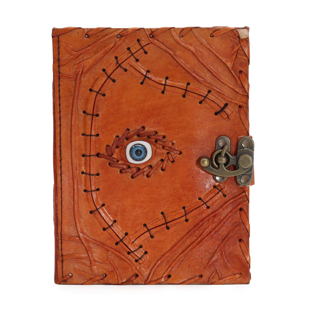Light Brown Tan Book - Eye Decor - 160 Deckle Edges Pages - 20x15cm