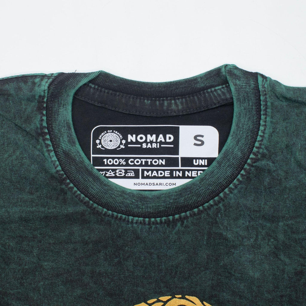 Nomad Sari Stonewashed Cotton T-Shirt - Tree of Life - Green - Small