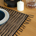 Water Hyacinth Natural Placemat - Black Tiger with Fringe - Bobobiy
