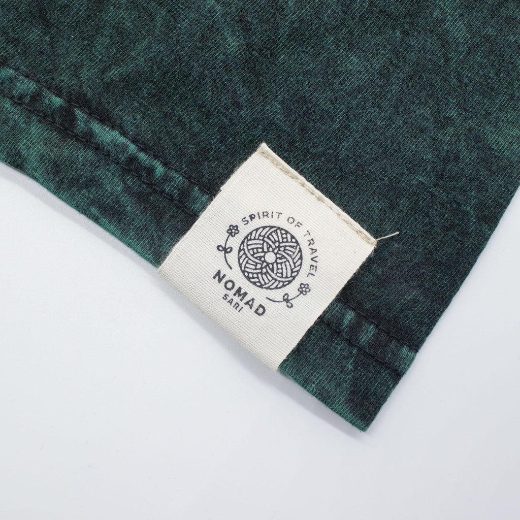 Nomad Sari Stonewashed Cotton T-Shirt - Tree of Life - Green - Small