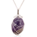 Swirl Wrapped Gemstone Necklace - Amethyst - Bobobiy