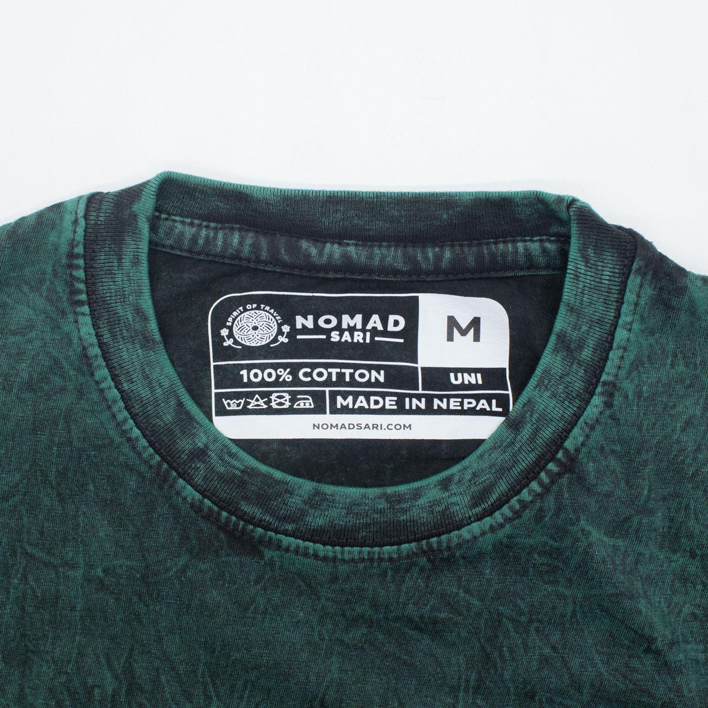 Nomad Sari Stonewashed Cotton T-Shirt - Tree of Life - Green - Medium