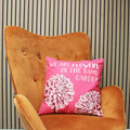 Printed Cotton Cushion Cover - We are Flowers - Olive, Pink and Natural - Bobobiy