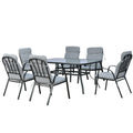 Seven-Piece Garden Dining Set with Cushions - Grey - Bobobiy
