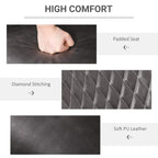 Grey PU leather side chair with diamond stitching and padded seat detail
