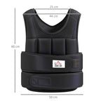 Black weighted vest front view with quilted panels and adjustable waist band