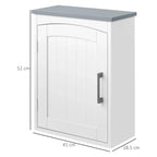 White wall cabinet with arched door, light grey top, and side strip handle (front view)