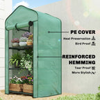 Green mesh mini greenhouse with three tiers and reinforced front panel