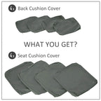 Deep grey polyester cushion covers for seat and back, outdoor replacement