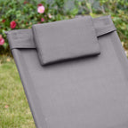 Grey outdoor rocking chair headrest pillow on breathable mesh back