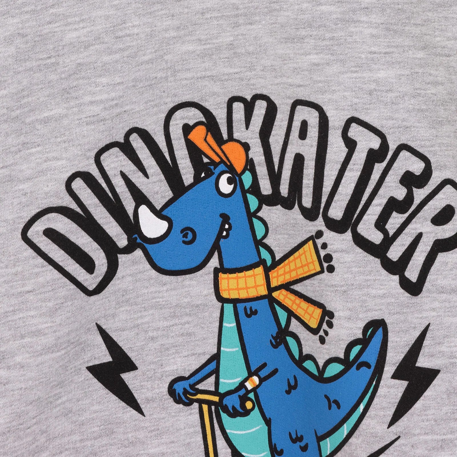 HelloBaby Basic Low Raised Dinokater Printed Sweatshirt - Grey Melange