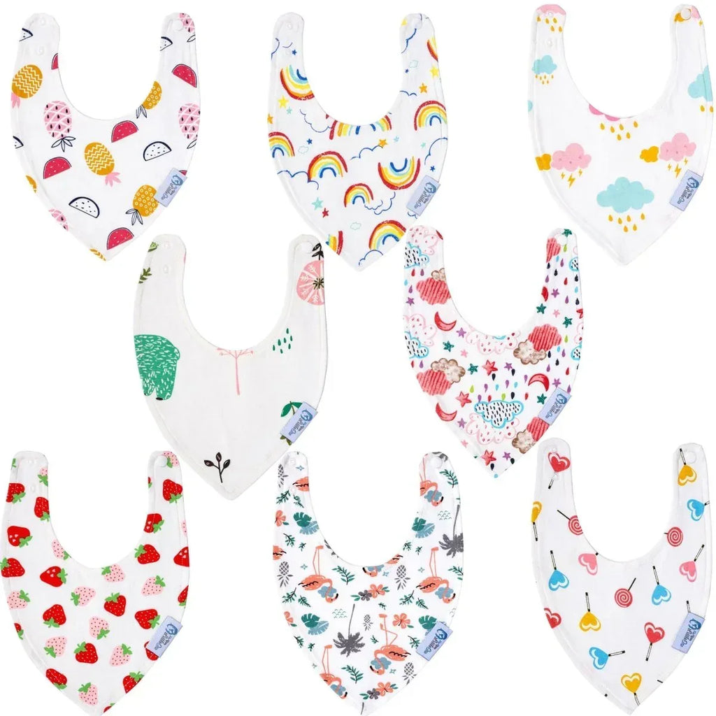 baby-bandana-dribble-bibs-cotton-pack-of-8-girls-207814 - Bobobiy