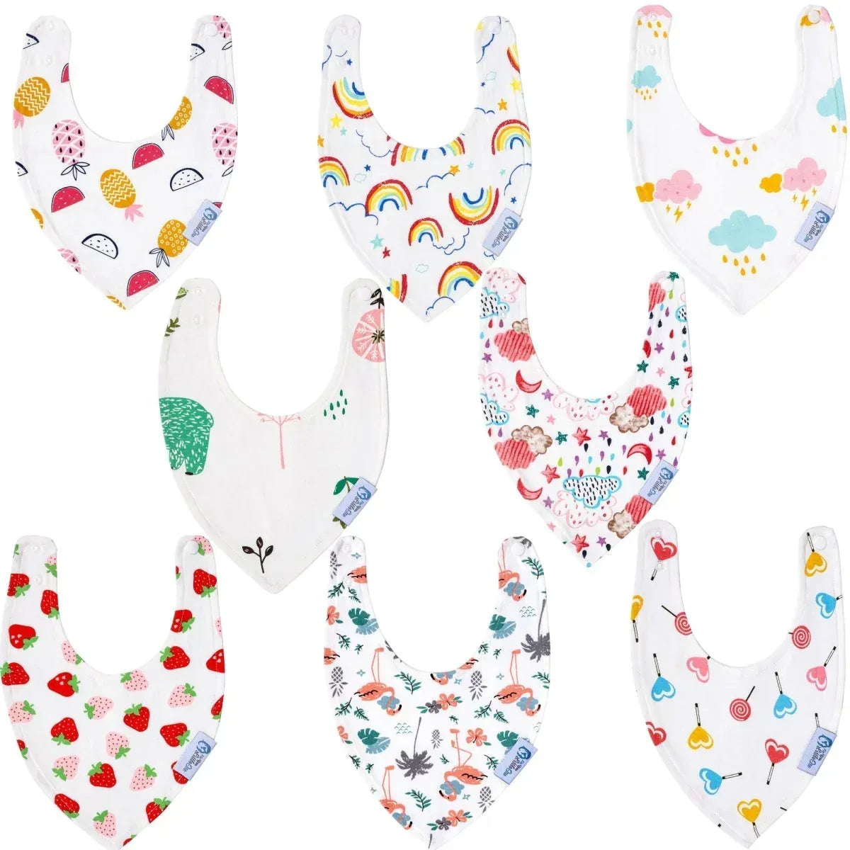 baby-bandana-dribble-bibs-cotton-pack-of-8-girls-207814 - Bobobiy