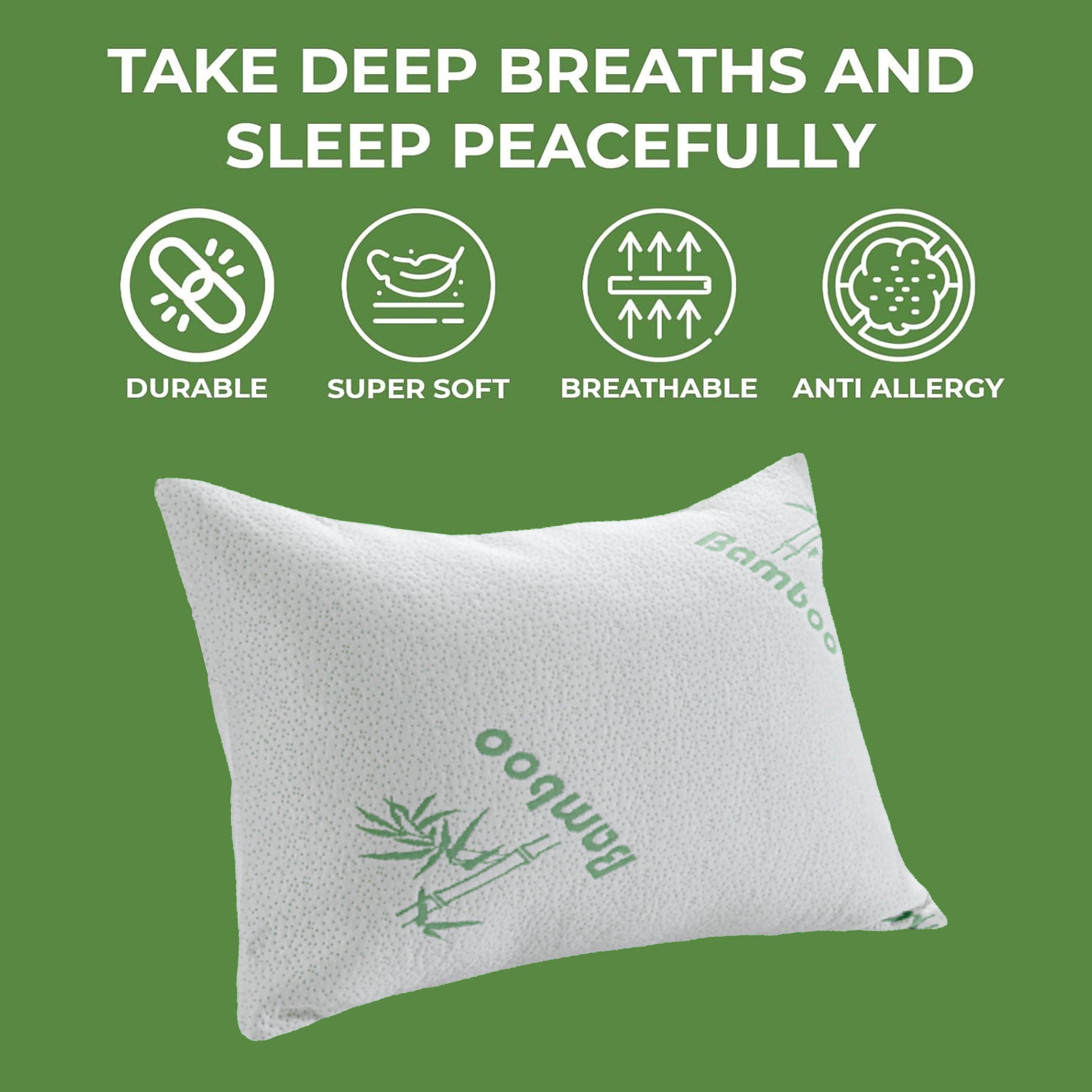 Bamboo Memory Foam Pillow Hypoallergenic Cooling Luxury Premium Fibre Filling for Superior Comfort and Support