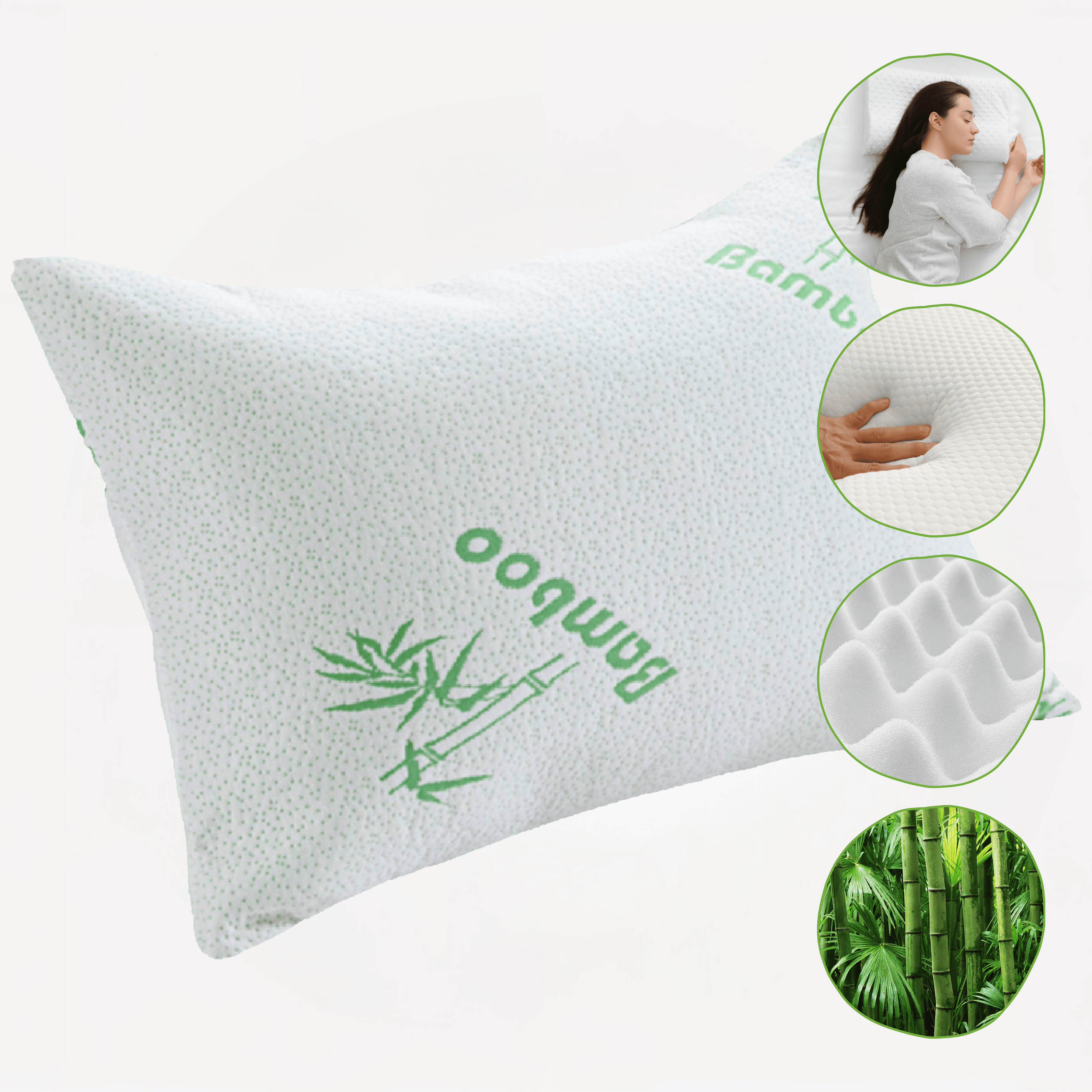 Bamboo Memory Foam Pillow Hypoallergenic Cooling Luxury Premium Fibre Filling for Superior Comfort and Support