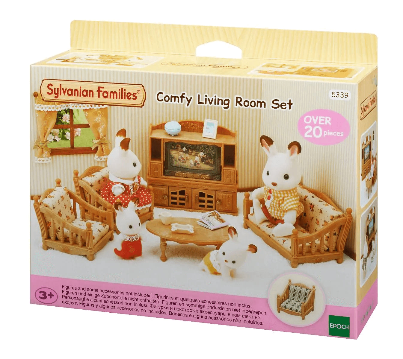 Sylvanian Families Comfy Living Room Set Furniture Playset for Ages 3+