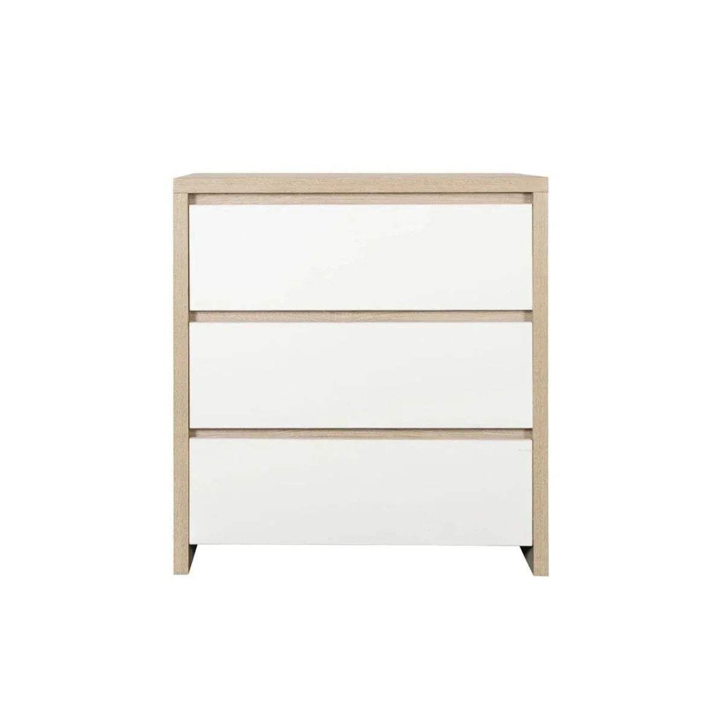 Light oak changing unit with white front panels and rectangular top